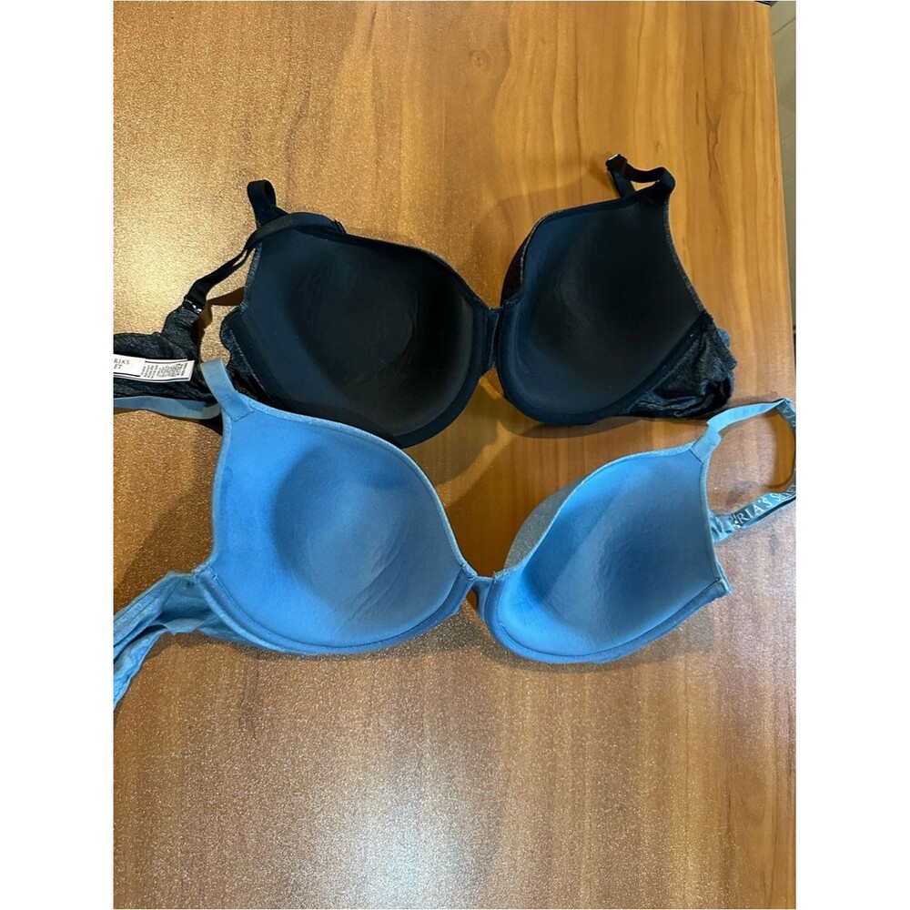 Victoria's Secret 36D Bra Lot (2) Heather Blue Gray Logo Strap Comfort Underwire - Picture 7 of 8